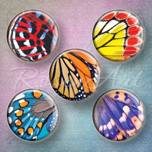 Butterfly Wing 1 inch circles Digital Collage Sheet 1&quot; bottle cap images for jewelry 30mm 25mm, 1.25&quot; 1.5&quot; round printable download cabochon