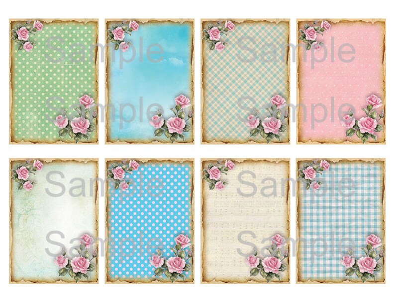 digital labels Junk Journals ephemera romantic flower images for gifts cardmaking cards Printable Download Vintage hang tags scrapbook