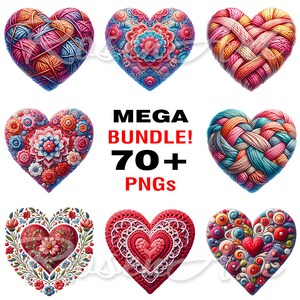Gestrickte Herzen Aquarell Clipart transparent PNG Valentine druckbare Sublimation Design sofortiger digitaler Download Bilder Junk Journal