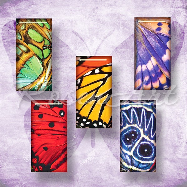 Butterfly Wing 1x2" Domino Tile images 1x2 inch printable download cabochon 15x30mm, bamboo 0.75x1.5"(19x38mm) pendant Digital Collage Sheet