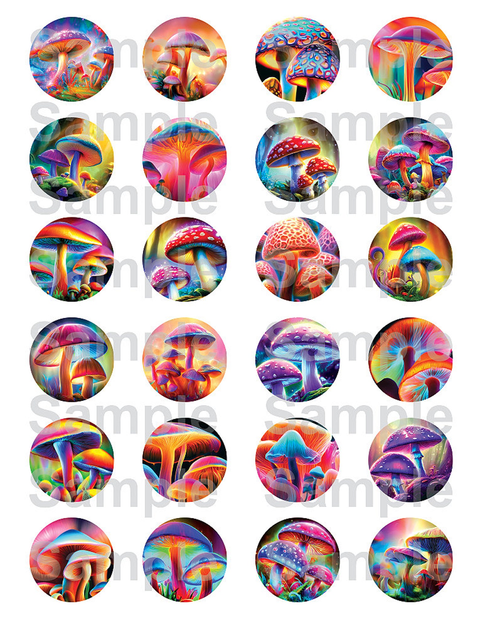Magic Mushrooms Psychedelic Printable Digital Collage Sheet - Etsy