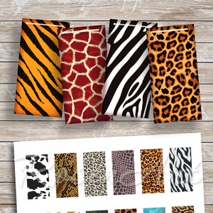 Immagini di piastrelle Domino con stampa animale 1x2" download stampabile da 1x2 pollici cabochon 15x30mm, ciondoli di bambù 0,75x1,5" (19x38mm) Foglio di collage digitale