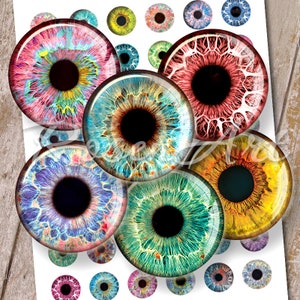 May include: A set of 16 colorful eye-shaped cabochons with intricate patterns and designs. The cabochons are perfect for crafting projects, jewelry making, and scrapbooking.