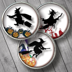 Witch 3D charm Halloween Digital Collage Sheet bottle cap images earrings round download cabochon 20mm 18mm 16mm 14mm 12mm printable circles