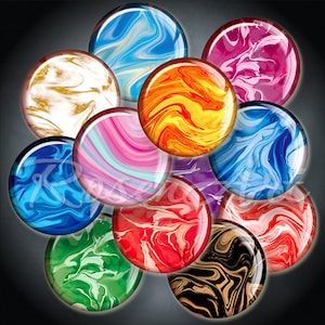 Círculos de bolinhas de gude para impressão 20 mm 18 mm 16 mm 14 mm 12 mm imagens de tampas de garrafa para brincos download cabochão arte abstrata redonda Folha de colagem digital
