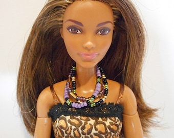 Purple Beaded Necklace for Barbie