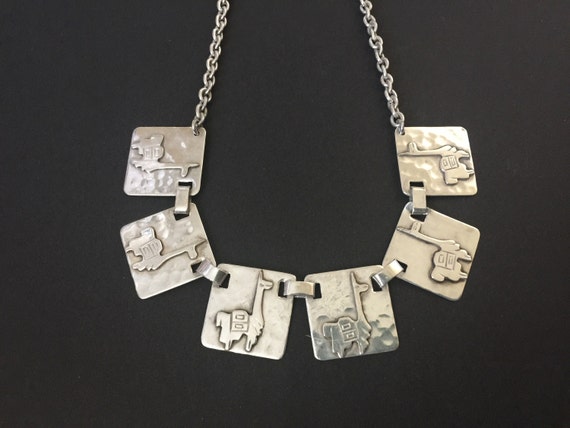 Graziella Laffi Sterling Silver LLAMA Necklace Pe… - image 1