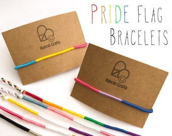 Pride Bracelets - Skinny LGBT Pride flag wrap bracelet hand woven rope tie any flag unisex gender neutral wristband gay bi trans lesbian eco