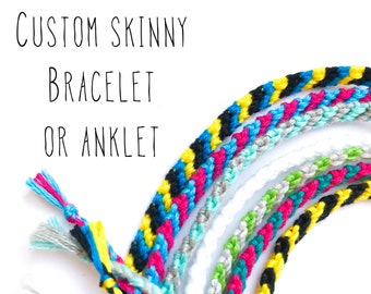 Custom Macrame Bracelet or Anklet: Skinny Woven Boho Band