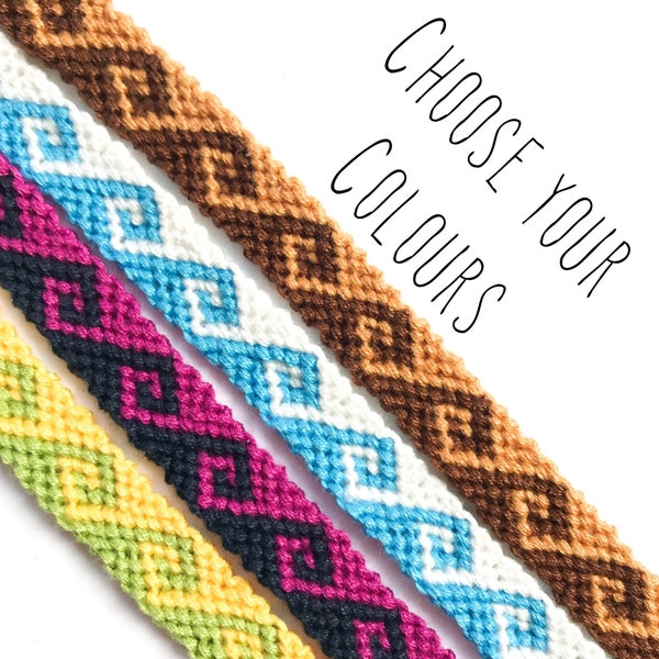 Custom - Wave custom colour hand woven wrap bracelet surf beach ocean greek wave tribal gift festival bespoke choose your colours