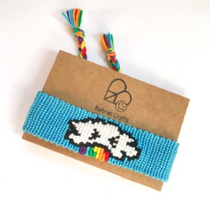 Bracelet - Under the weather bracelet rainbow barf cloud motif friendship cuff chunky kawaii wrap wristband cute vomit puke sky blue cartoon