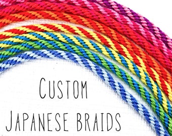 Custom - Japanese braid skinny bracelet or anklet - choose your colors colours - bespoke customised - round rope wrap  - solid or stripy