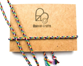 Bracelet - Rainbow Japanese Kumihimo braid wristband - Rahrah stack wrap super skinny - multicoloured - boho hippie festival vegan gift eco