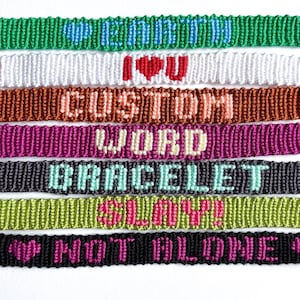 Custom - Word name friendship bracelet - made to order - hand woven customised wristband - choose your word and colours - bespoke customised