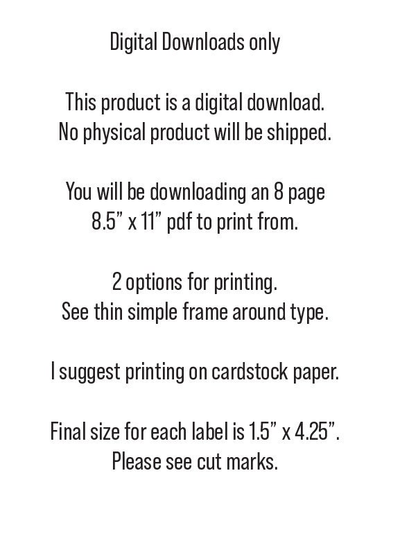 Printable Closet Organizing Labels. Digital Download. 2 PDF Files Both