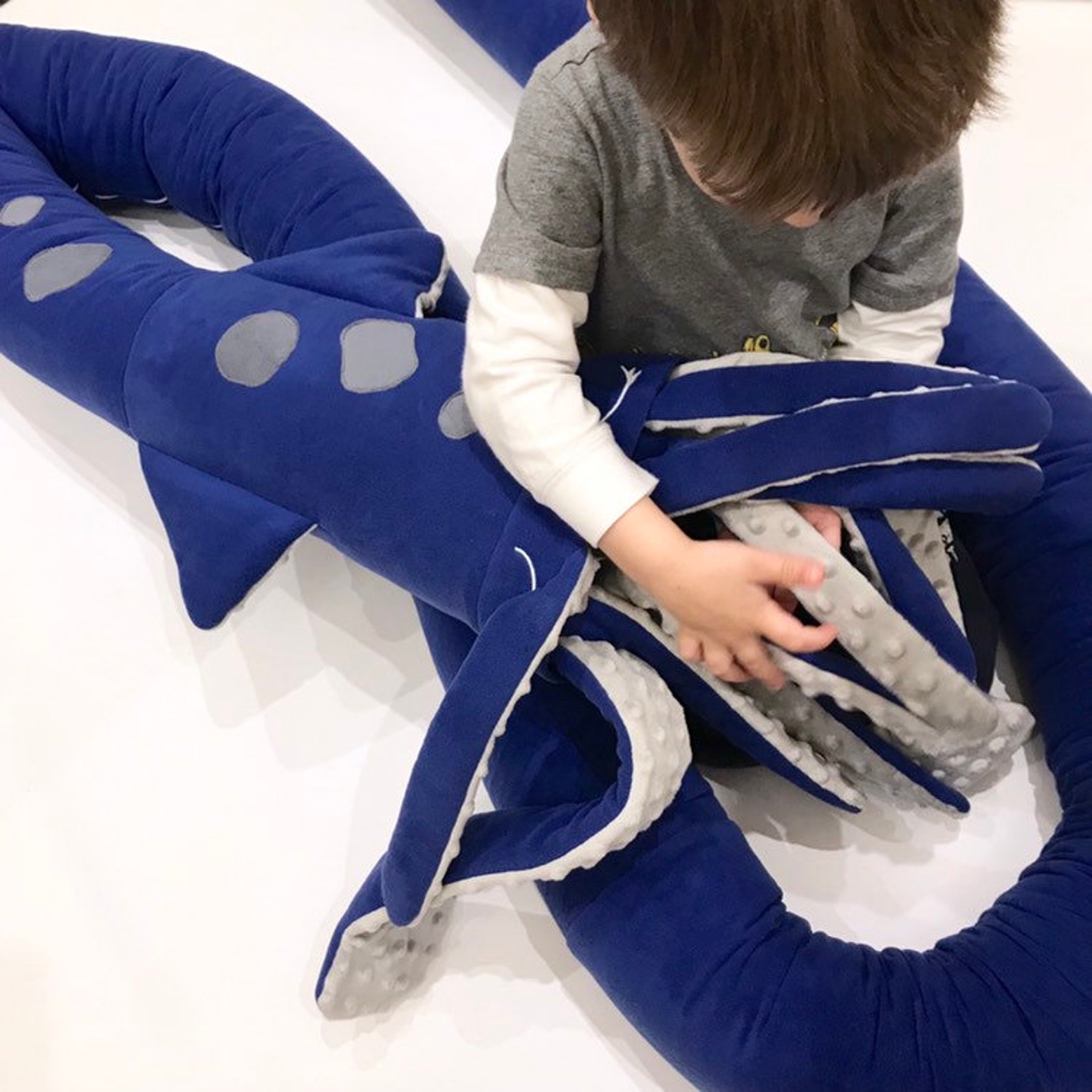 Plush Squid pillow Giant squid Stuffed animal Navy blue sea Etsy