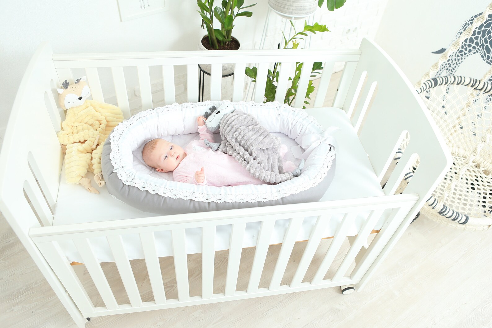 Babynest newborn baby sleep bed gray snuggle nest lace Etsy