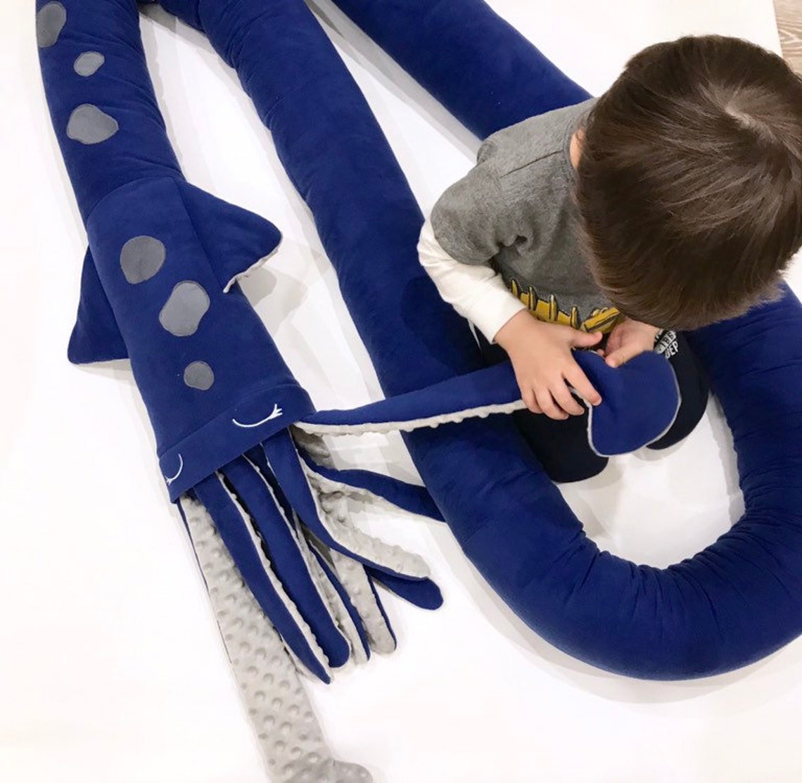 Plush Squid pillow Giant squid Stuffed animal Navy blue sea Etsy