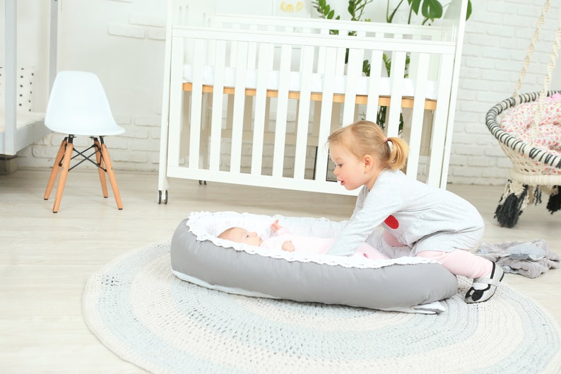 Babynest Newborn Baby Sleep Bed Gray Snuggle Nest Lace Etsy