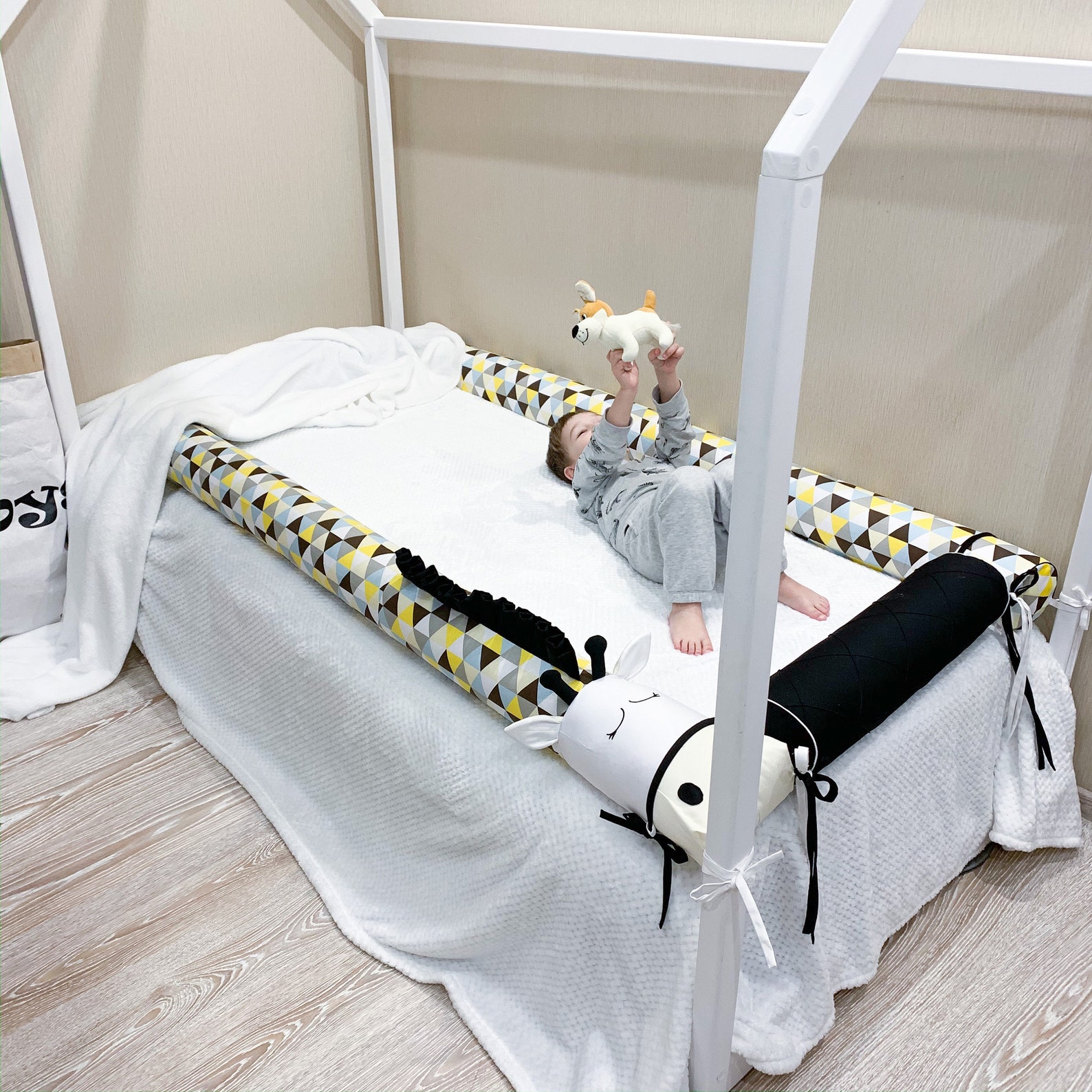 Wooden house bed bumpers set Children bed bumpers Toddler bed Etsy