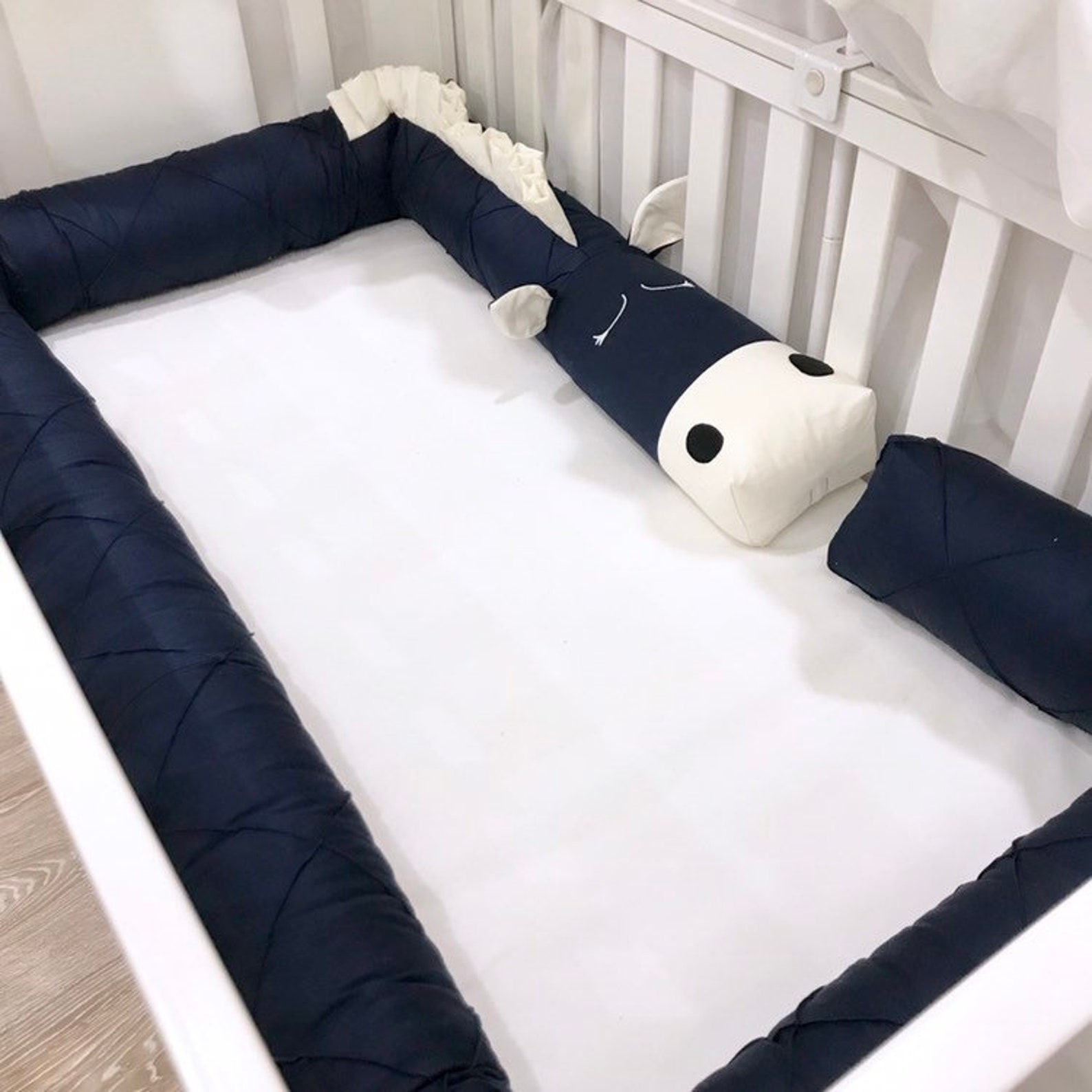 Navy blue crib bumper navy blue nursery horse baby bumper Etsy