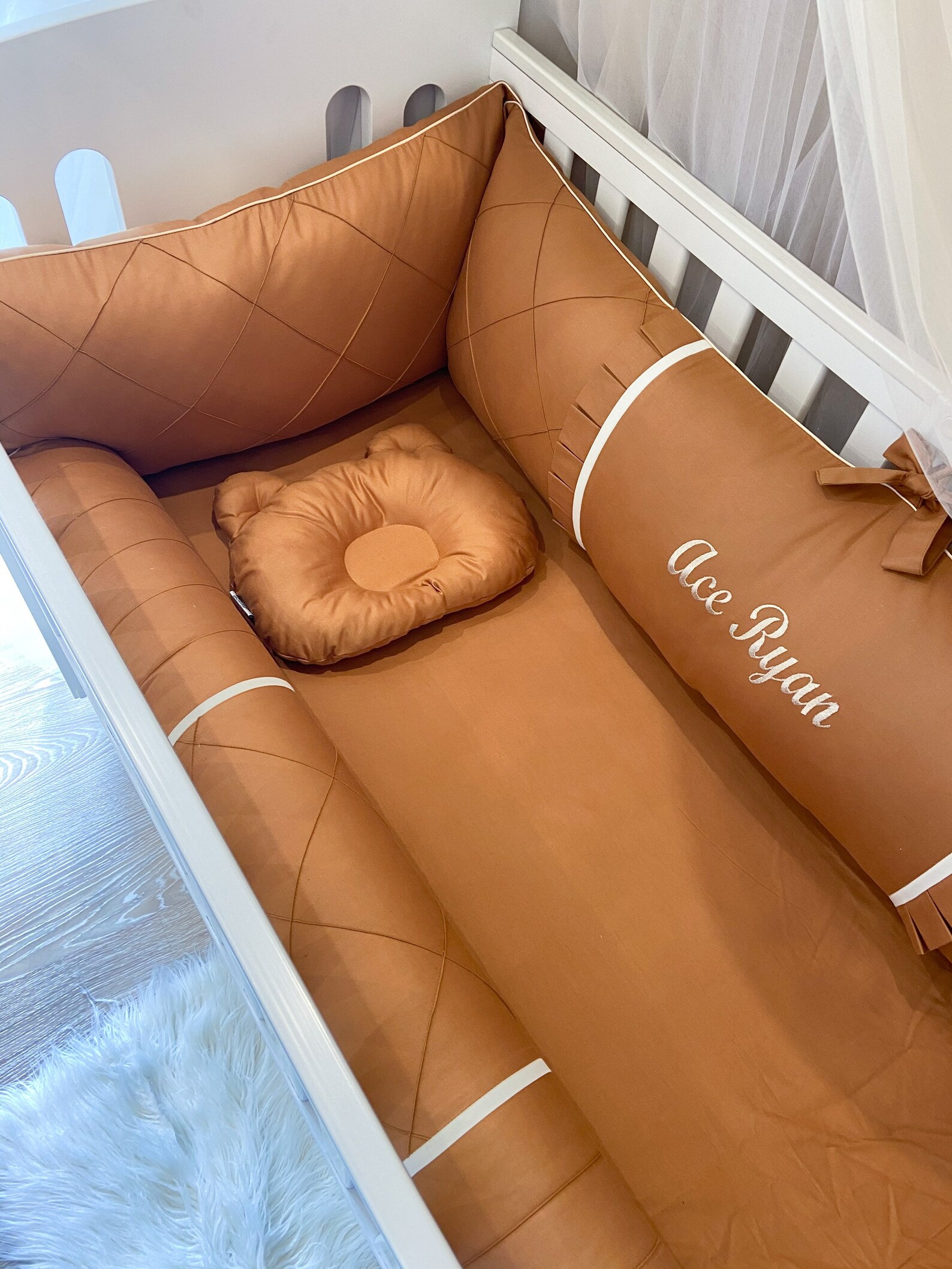 Baby bed bumper set gender neutral crib bedding burnt orange Etsy