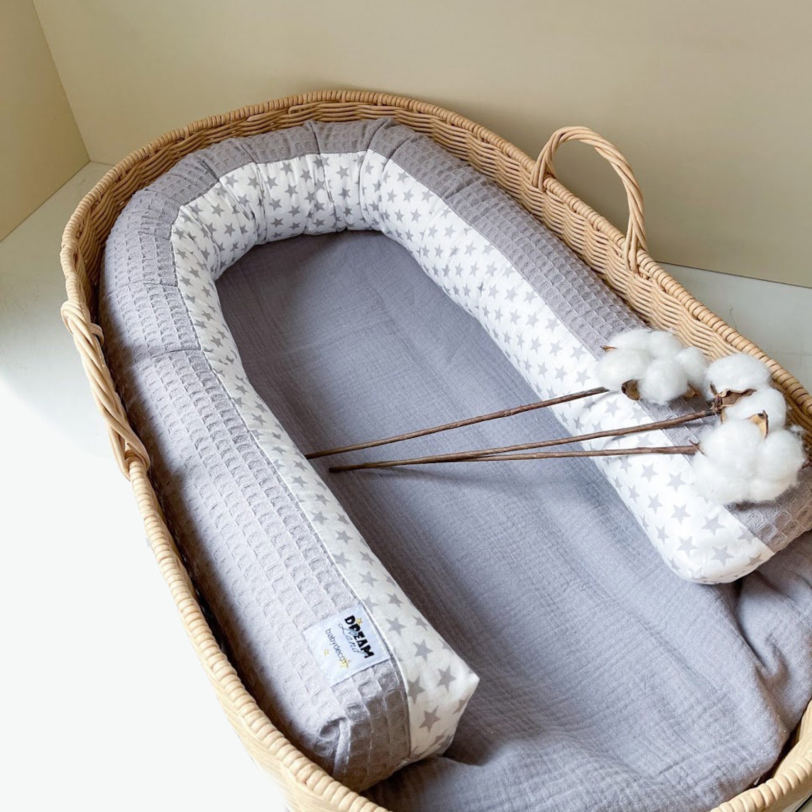 Cotton Bumper Moses Basket Bumper Pillow Waffle Etsy