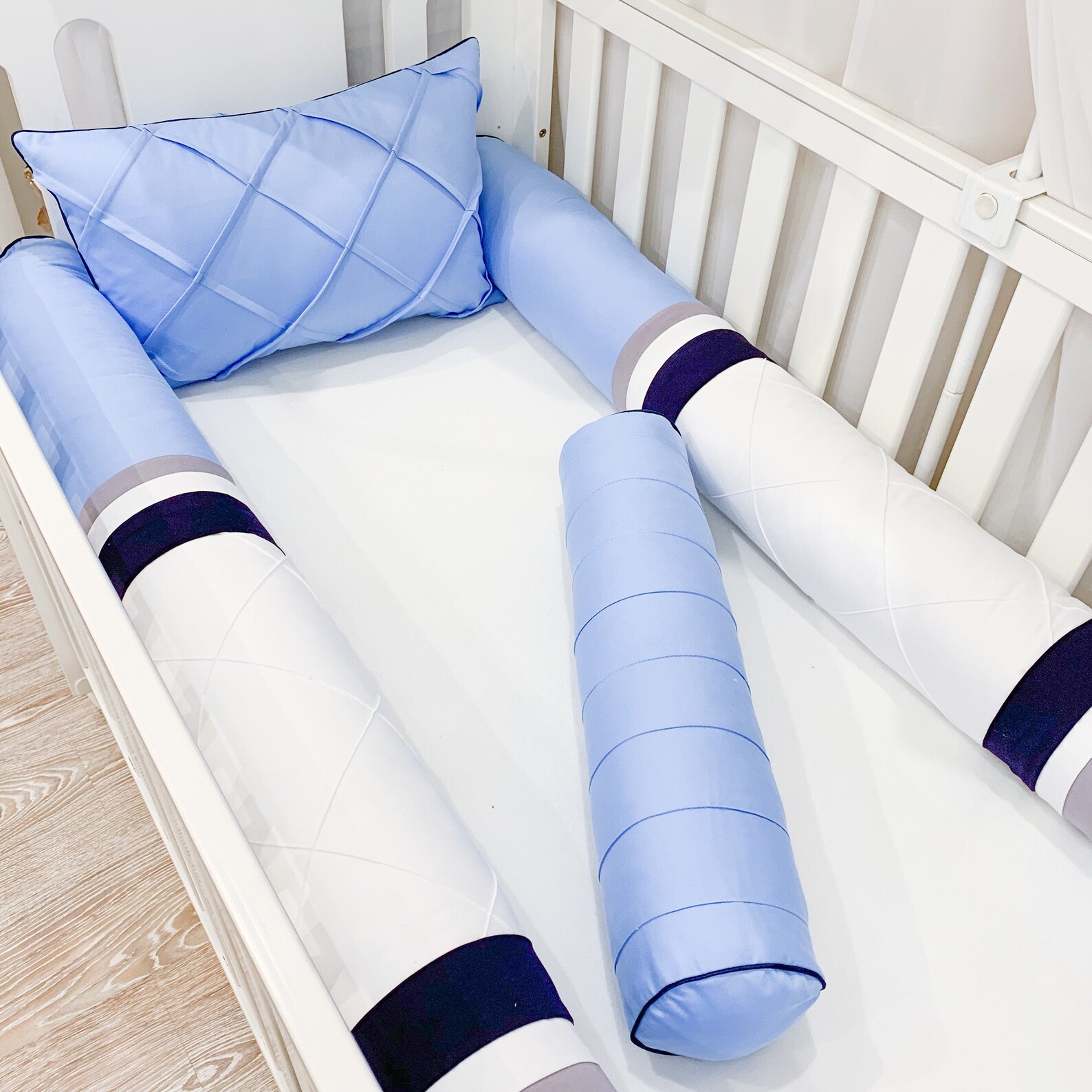 Baby blue crib bumper set baby boy cot bumper blue crib Etsy