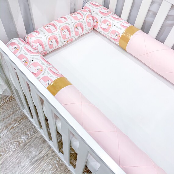 Girl Crib Bumper Set Baby Pink Cot Bumper Pink Bedding Set Etsy
