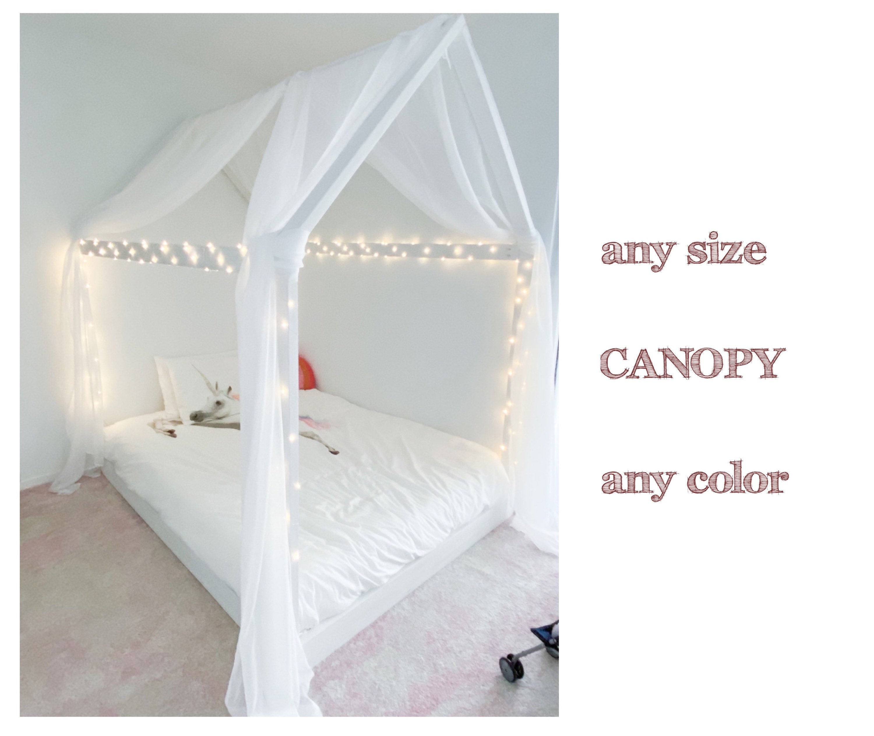 Bettvorhänge Bettbaldachin Hausbett Dekor Kinderbett | Etsy