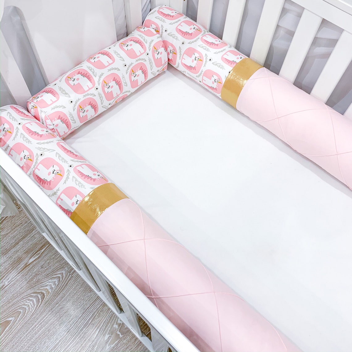 Girl Crib Bumper Set Baby Pink Cot Bumper Pink Bedding Set Etsy