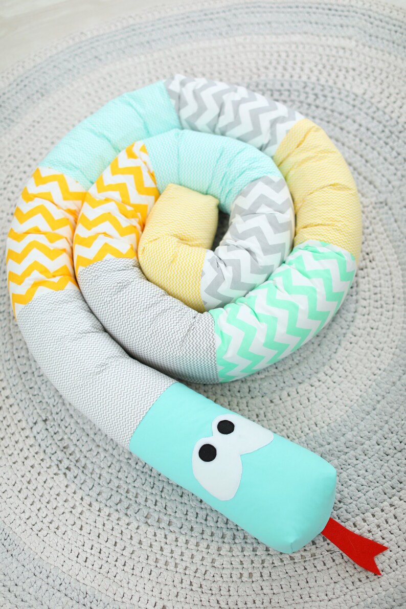 Colourful snake crib bumper nursery bed baby pillow soft Etsy