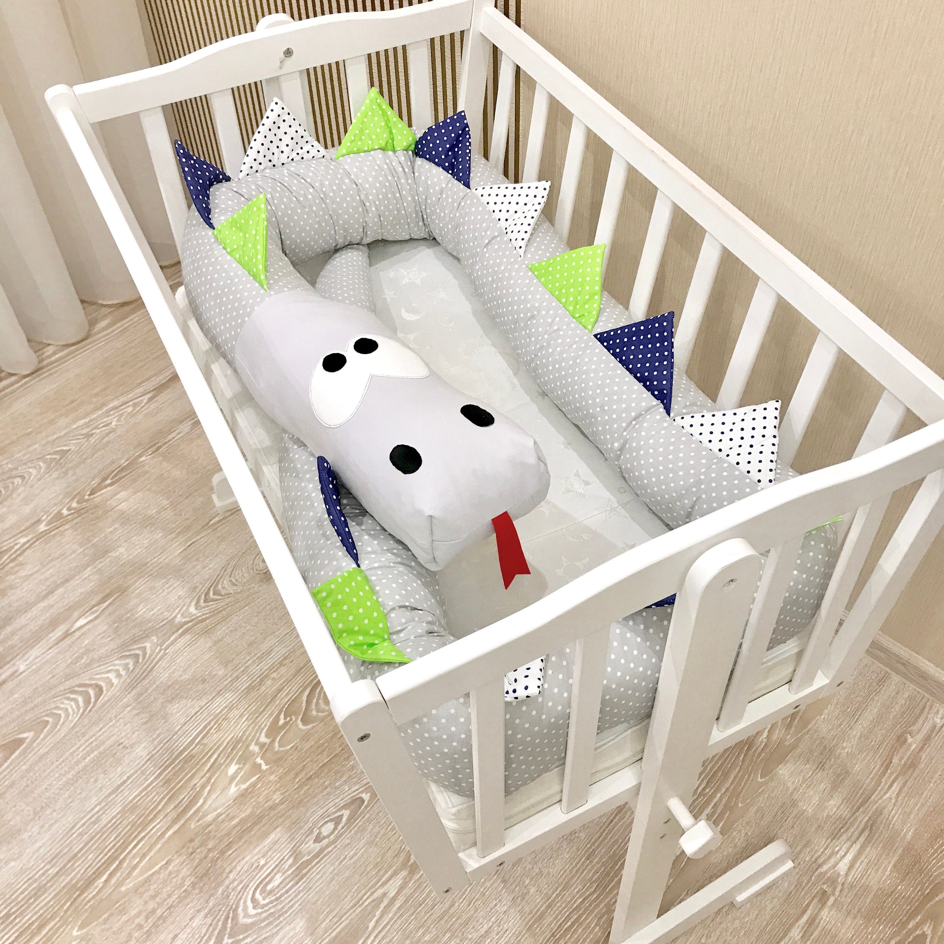Baby crib bumper Gray dragon pillow Toddler dragon room Etsy