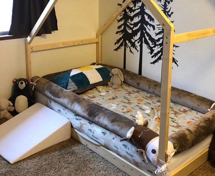 House Bed Frame Bumper Deer Bedding Full Woodland Crib Etsy