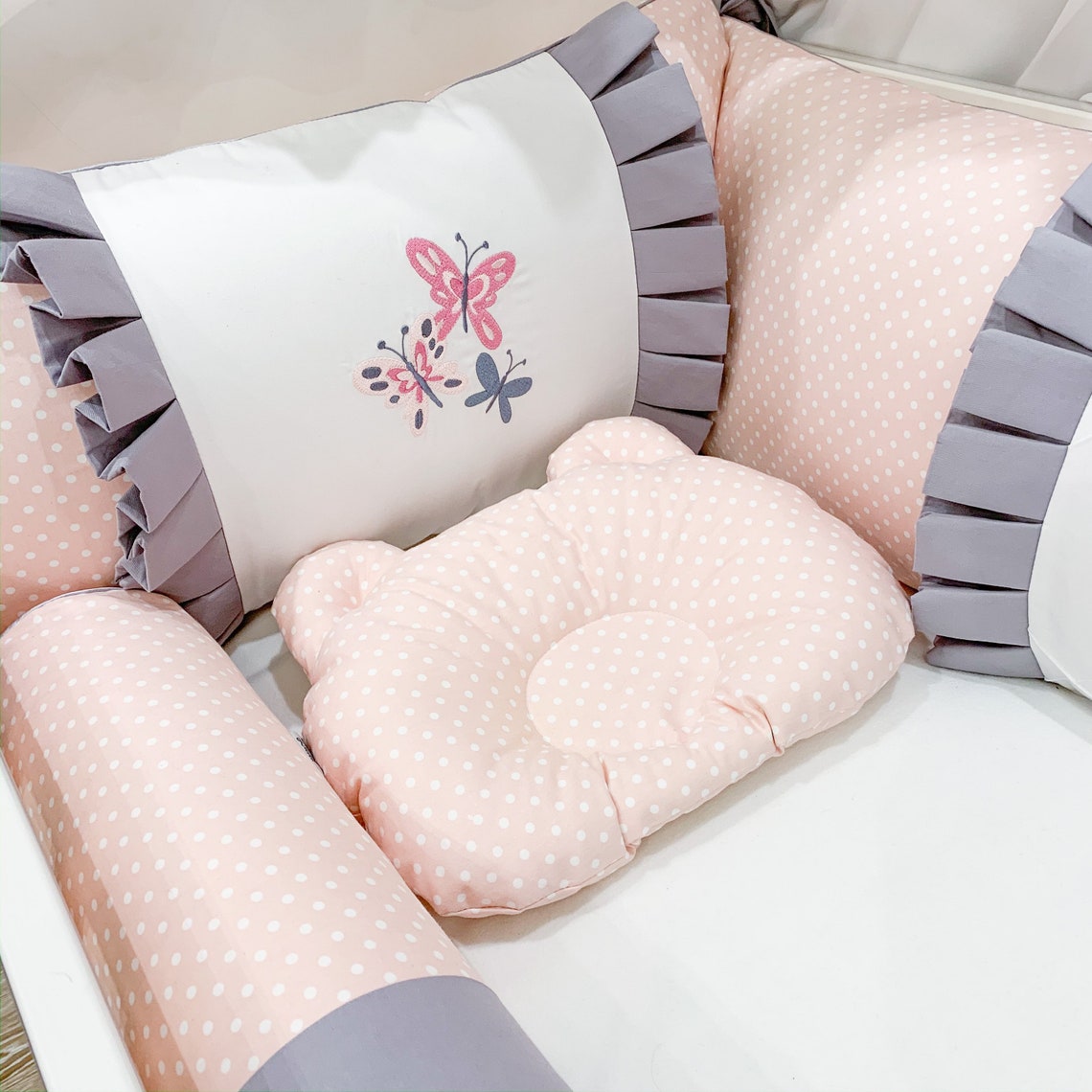 Pad Bumper Set Baby Girl Crib Bedding Set Newborn Baby Bed Set Etsy