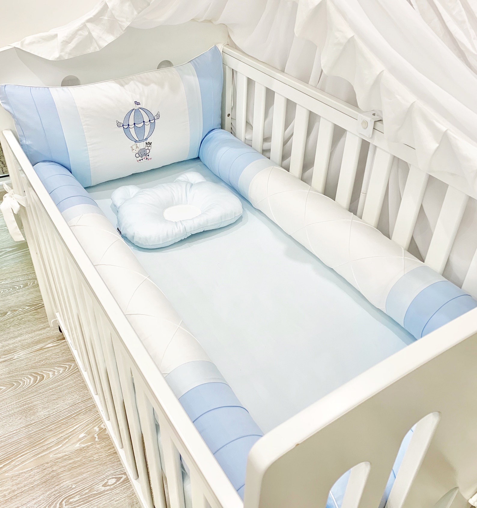Crib Bumper Set Cot Bumper Blue Crib Bedding Set Organic Etsy