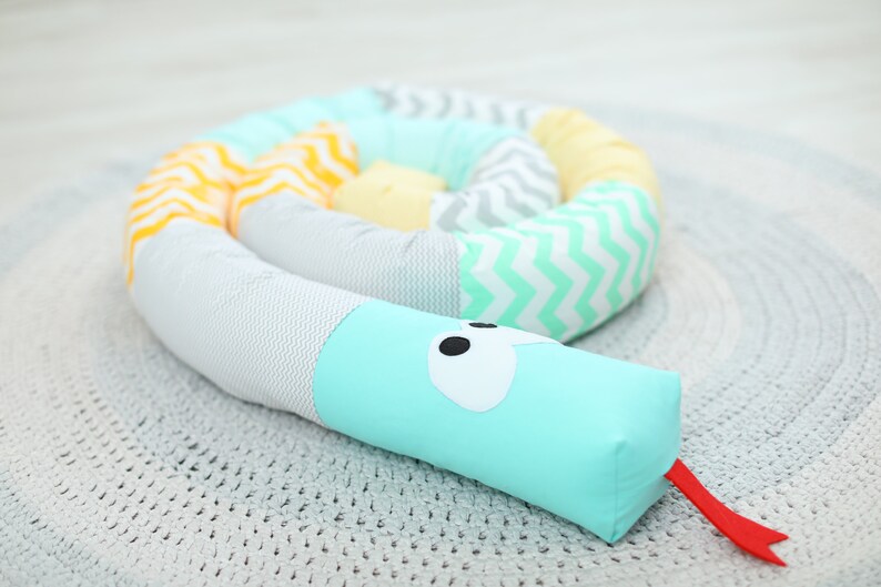 Colourful snake crib bumper nursery bed baby pillow soft Etsy