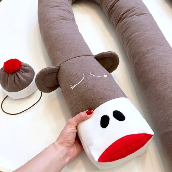 Sock Monkey Pillow Sock Monkey Crib Bumper Sock Monkey Etsy