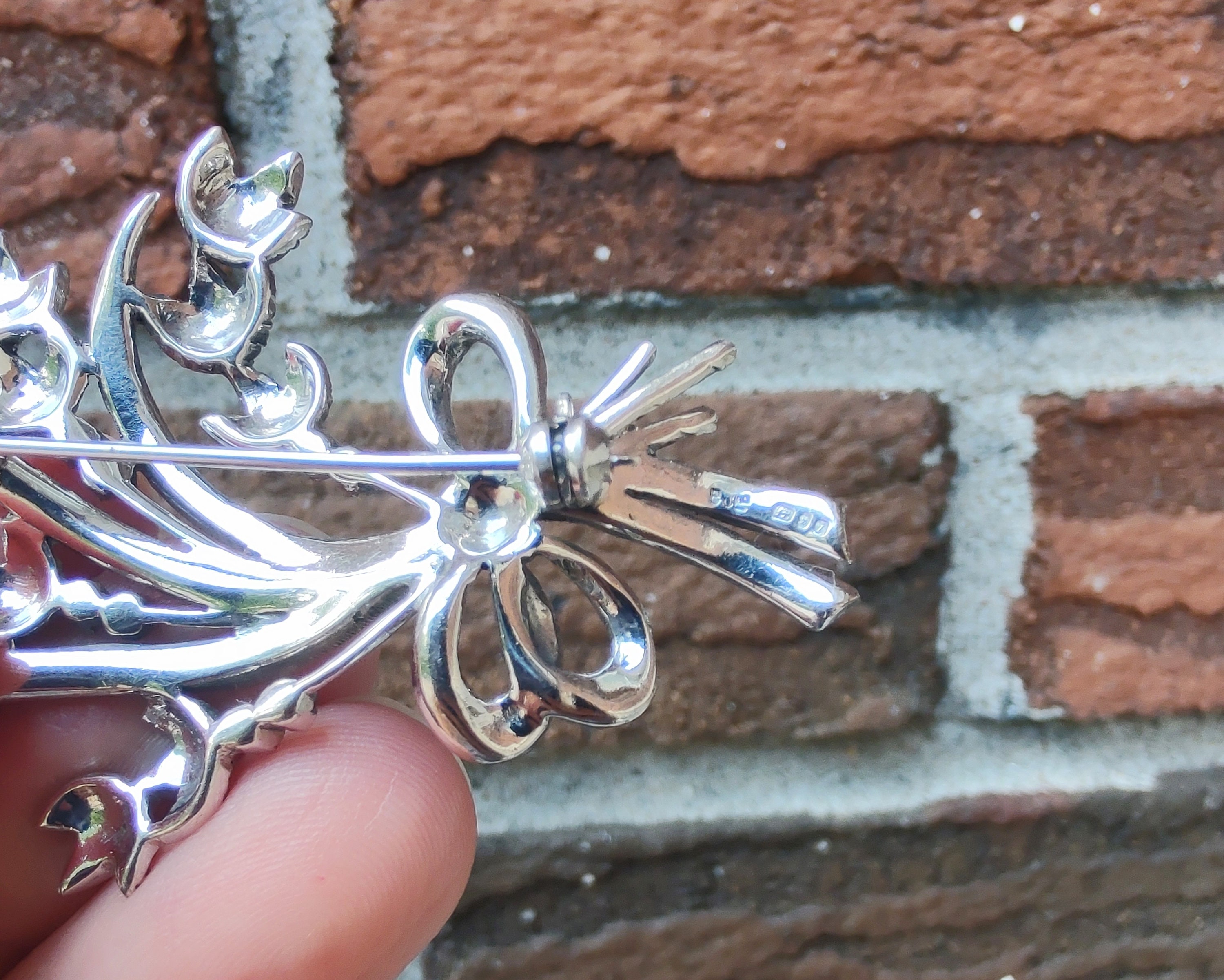 Vintage Marcasite Sterling Silver Brooch Z3 - Etsy