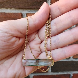 Vintage Gold Overlay Sterling Silver Vermeil blue stone necklace 925 NG4a