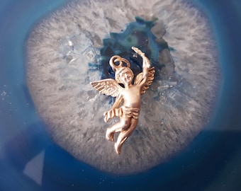Vintage Sterling Silver Angel Pendant Charm 925 Religious Christian P1d