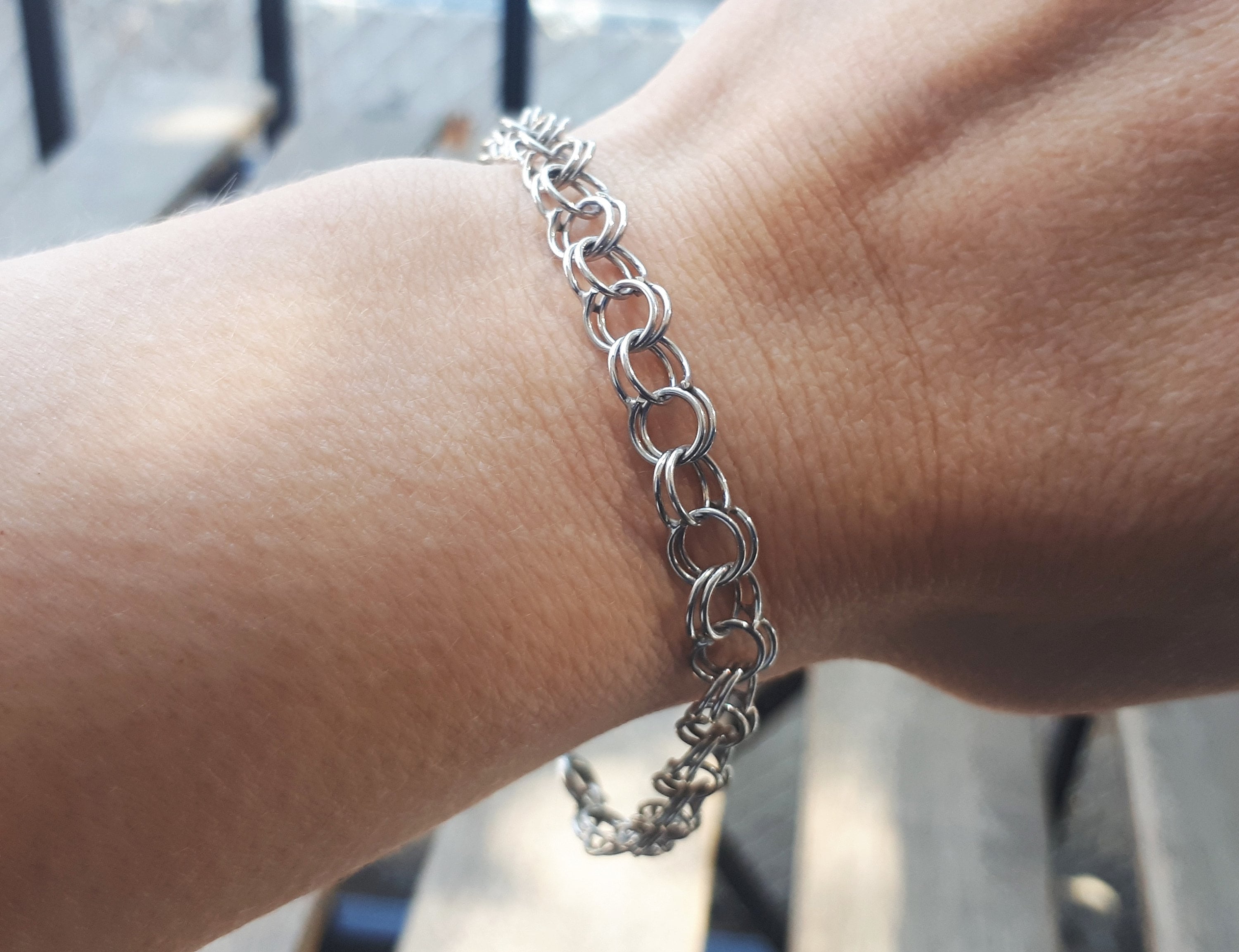 Vintage Double Chain Link Sterling Silver Bracelet Unisex