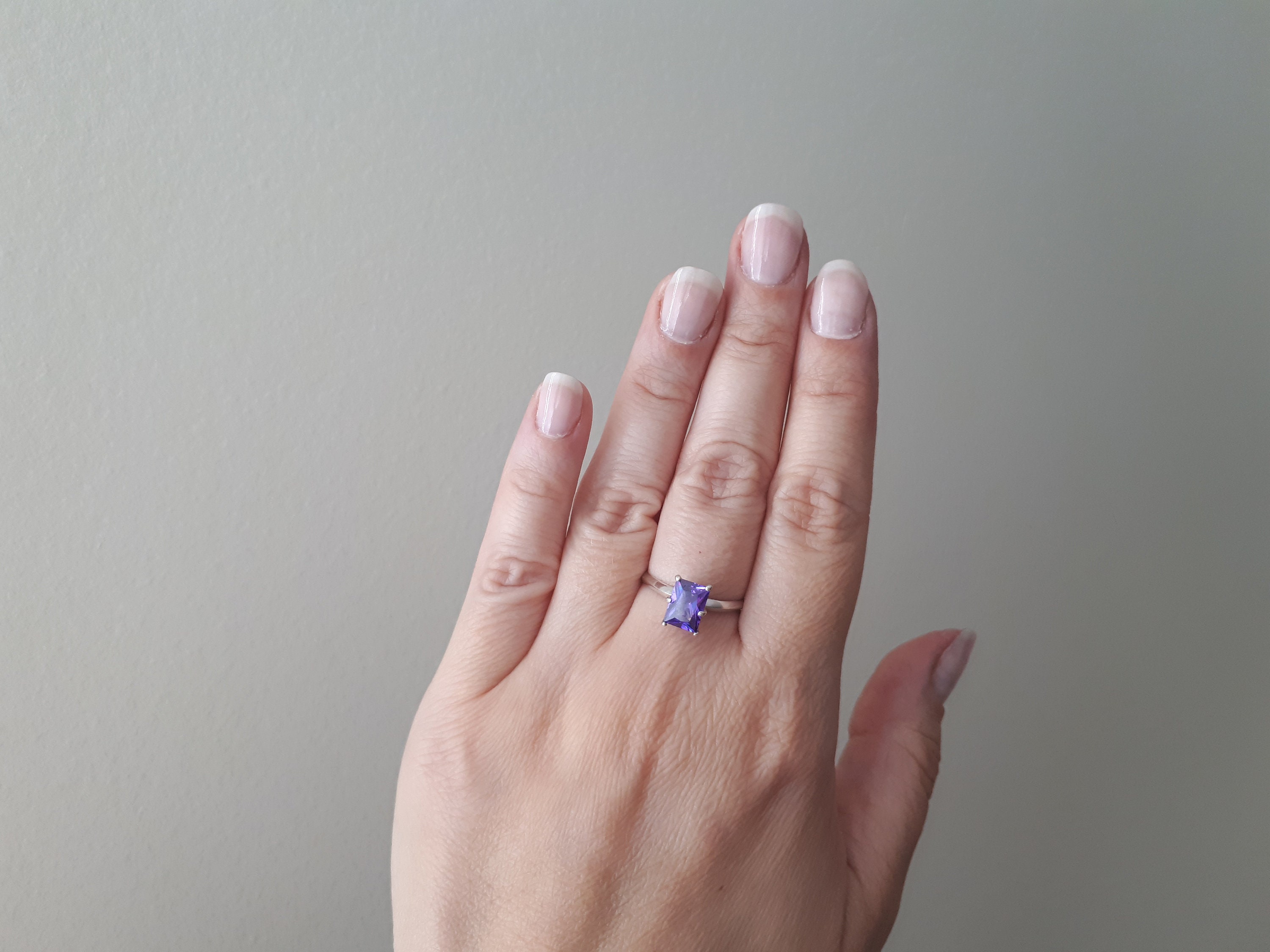 Vintage Purple Cubic Zircon Sterling Silver , 925, Size 7 1