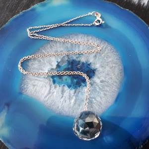 Vintage Large Crystal Sterling Silver necklace NG6