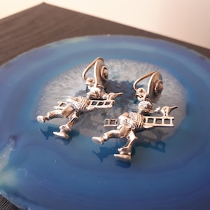 Vintage Schornsteinfeger Ohrclips Sterling Silber Good Luck 800 E2