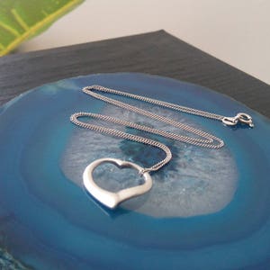 Vintage Sterling Silver Heart Pendant 925 Necklace N1
