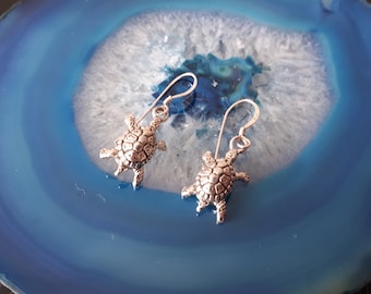 Vintage Turtle Dangle Earrings Sterling Silver EG1