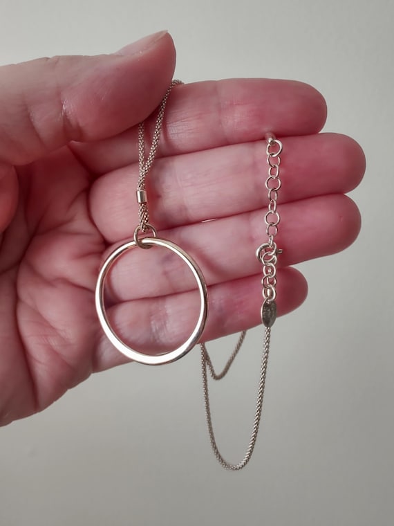 Vintage Dyadema Italy Sterling Silver Modern Circle Pendant Necklace 925 N2c Etsy Canada