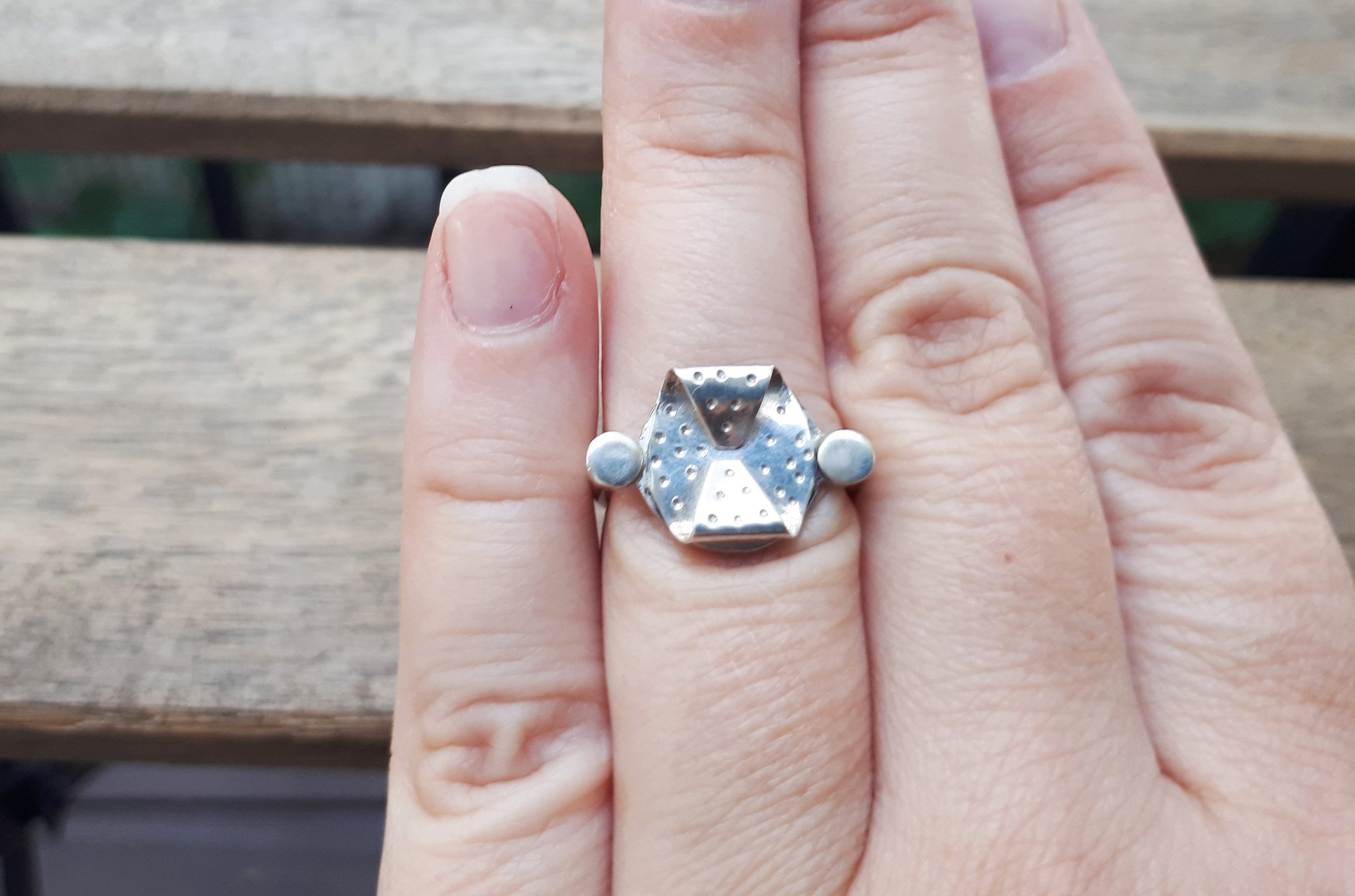 Vintage Modern Design Abstract Sterling Silver Ring, 925, Size 4 1 