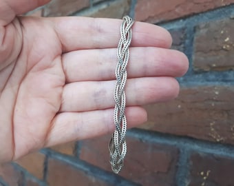 Vintage Braided Sterling Silver Bracelet Italy 925 B2b